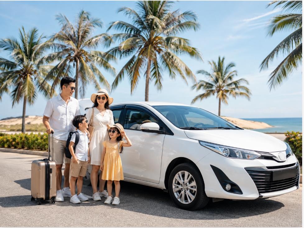 Gia đình thuê xe 4 chỗ đi mũi né
