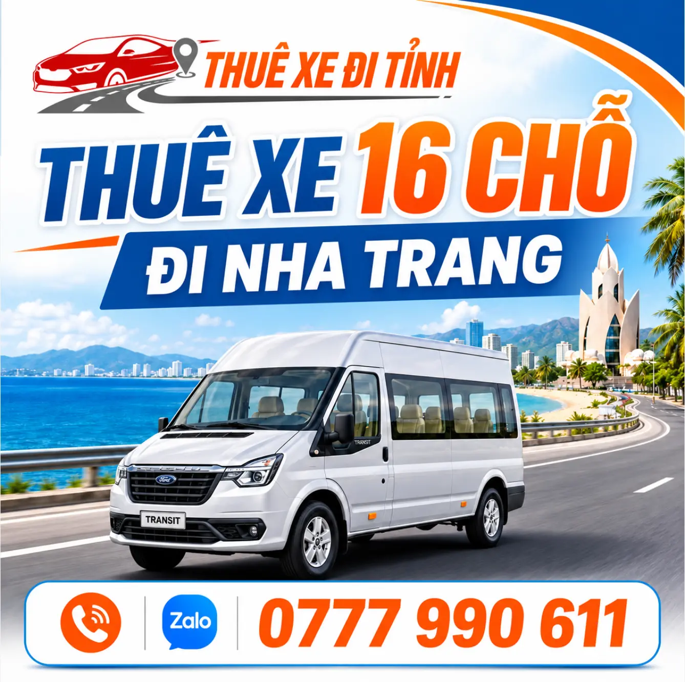 Thuê xe 16 chỗ đi Nha Trang giá rẻ, xe đời mới